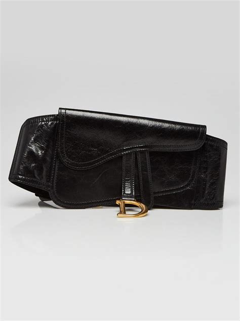 Saddle Belt Black Crinkled Lambskin, 13.5 CM 